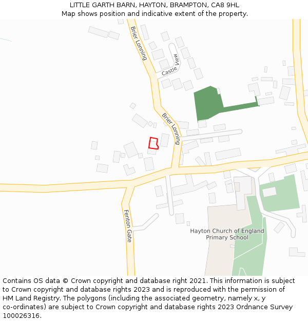 LITTLE GARTH BARN, HAYTON, BRAMPTON, CA8 9HL: Location map and indicative extent of plot