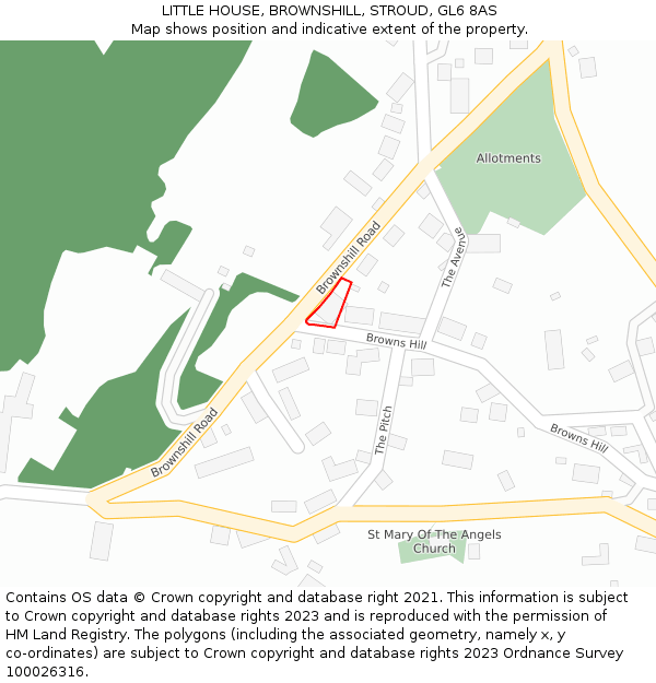 LITTLE HOUSE, BROWNSHILL, STROUD, GL6 8AS: Location map and indicative extent of plot