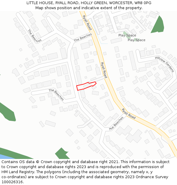 LITTLE HOUSE, RYALL ROAD, HOLLY GREEN, WORCESTER, WR8 0PG: Location map and indicative extent of plot