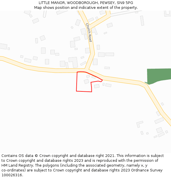LITTLE MANOR, WOODBOROUGH, PEWSEY, SN9 5PG: Location map and indicative extent of plot