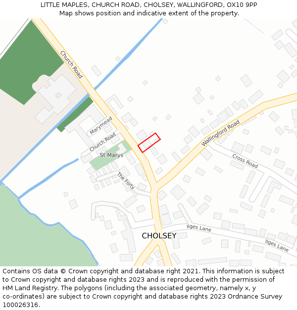 LITTLE MAPLES, CHURCH ROAD, CHOLSEY, WALLINGFORD, OX10 9PP: Location map and indicative extent of plot