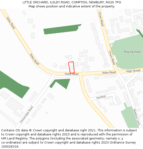 LITTLE ORCHARD, ILSLEY ROAD, COMPTON, NEWBURY, RG20 7PG: Location map and indicative extent of plot
