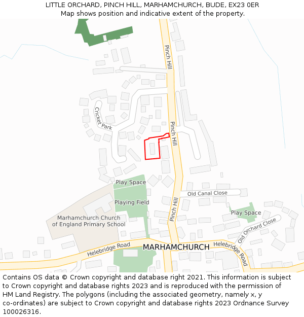 LITTLE ORCHARD, PINCH HILL, MARHAMCHURCH, BUDE, EX23 0ER: Location map and indicative extent of plot