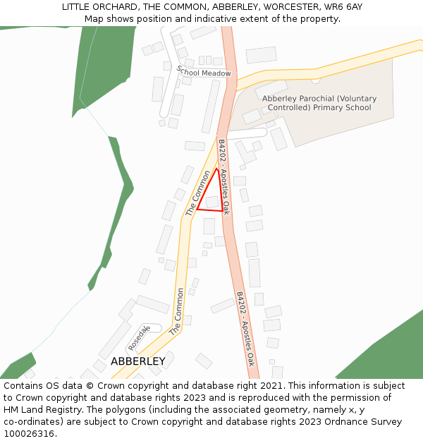 LITTLE ORCHARD, THE COMMON, ABBERLEY, WORCESTER, WR6 6AY: Location map and indicative extent of plot