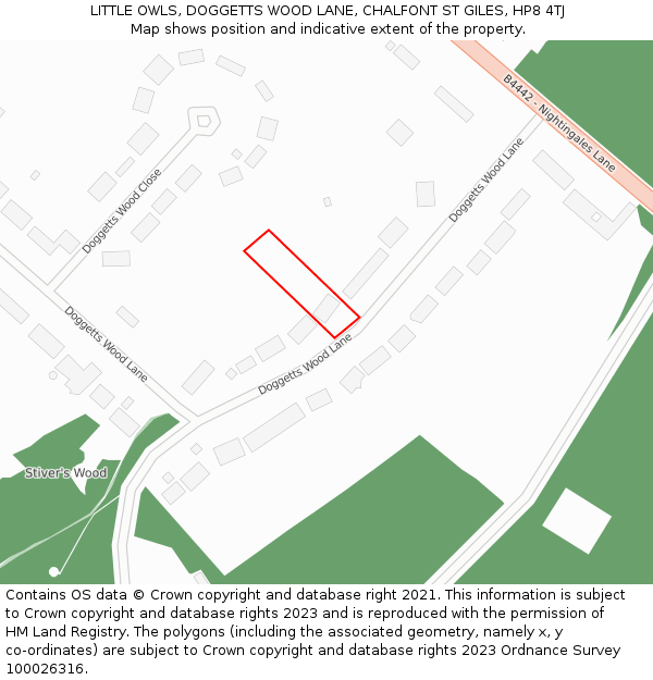 LITTLE OWLS, DOGGETTS WOOD LANE, CHALFONT ST GILES, HP8 4TJ: Location map and indicative extent of plot