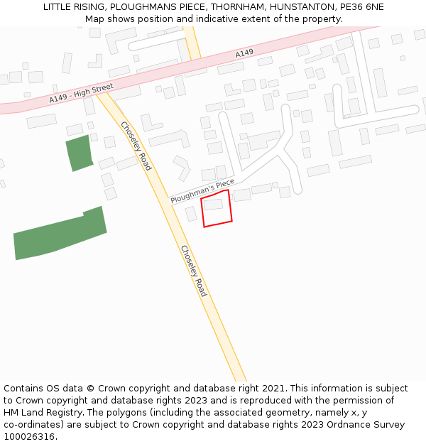 LITTLE RISING, PLOUGHMANS PIECE, THORNHAM, HUNSTANTON, PE36 6NE: Location map and indicative extent of plot
