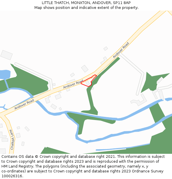 LITTLE THATCH, MONXTON, ANDOVER, SP11 8AP: Location map and indicative extent of plot