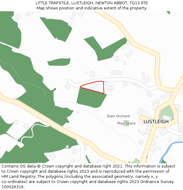 LITTLE TRAPSTILE, LUSTLEIGH, NEWTON ABBOT, TQ13 9TE: Location map and indicative extent of plot