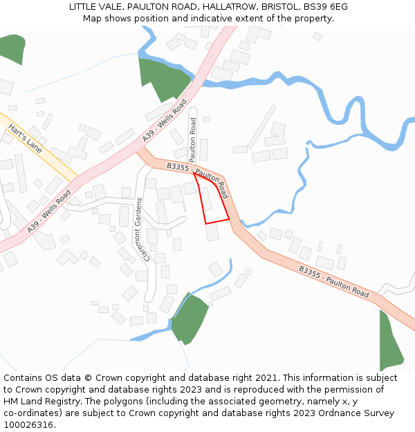 LITTLE VALE, PAULTON ROAD, HALLATROW, BRISTOL, BS39 6EG: Location map and indicative extent of plot