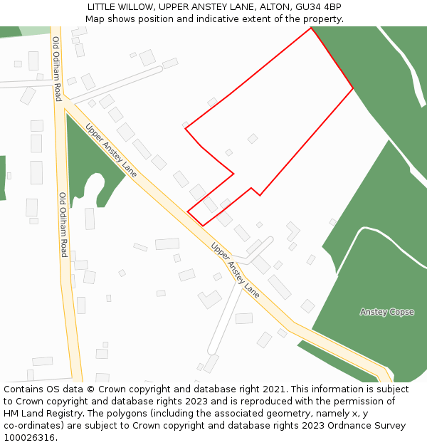 LITTLE WILLOW, UPPER ANSTEY LANE, ALTON, GU34 4BP: Location map and indicative extent of plot