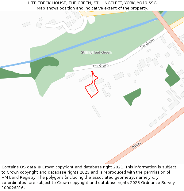 LITTLEBECK HOUSE, THE GREEN, STILLINGFLEET, YORK, YO19 6SG: Location map and indicative extent of plot
