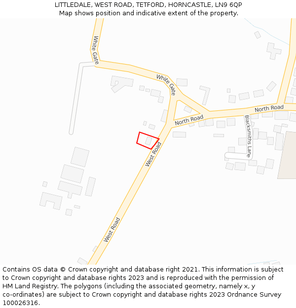LITTLEDALE, WEST ROAD, TETFORD, HORNCASTLE, LN9 6QP: Location map and indicative extent of plot