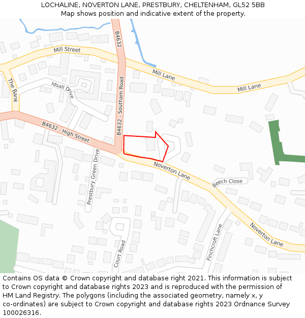 LOCHALINE, NOVERTON LANE, PRESTBURY, CHELTENHAM, GL52 5BB: Location map and indicative extent of plot