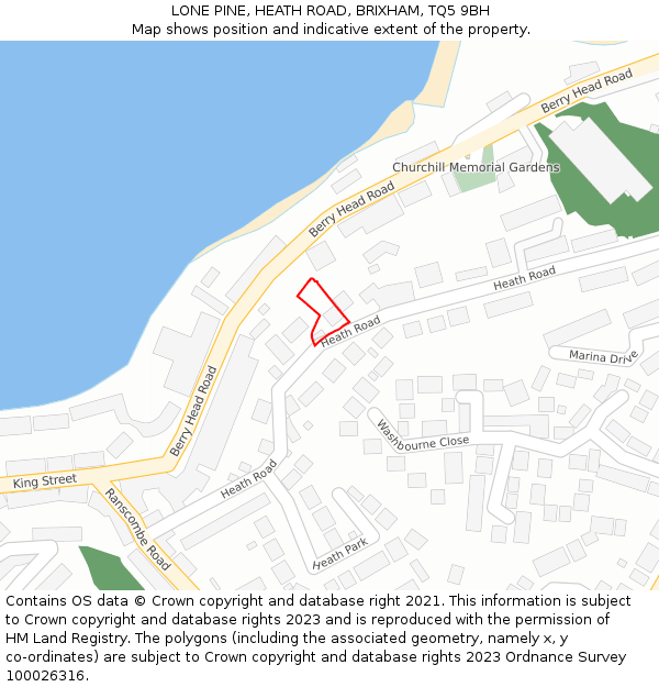 LONE PINE, HEATH ROAD, BRIXHAM, TQ5 9BH: Location map and indicative extent of plot