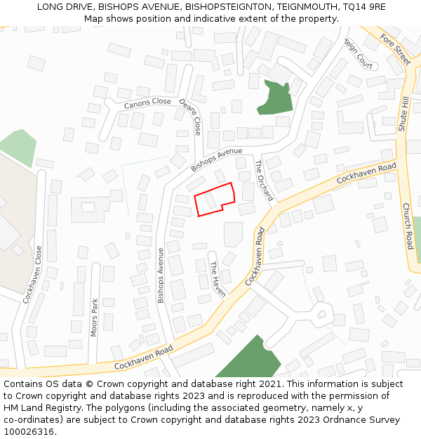 LONG DRIVE, BISHOPS AVENUE, BISHOPSTEIGNTON, TEIGNMOUTH, TQ14 9RE: Location map and indicative extent of plot