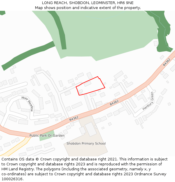 LONG REACH, SHOBDON, LEOMINSTER, HR6 9NE: Location map and indicative extent of plot