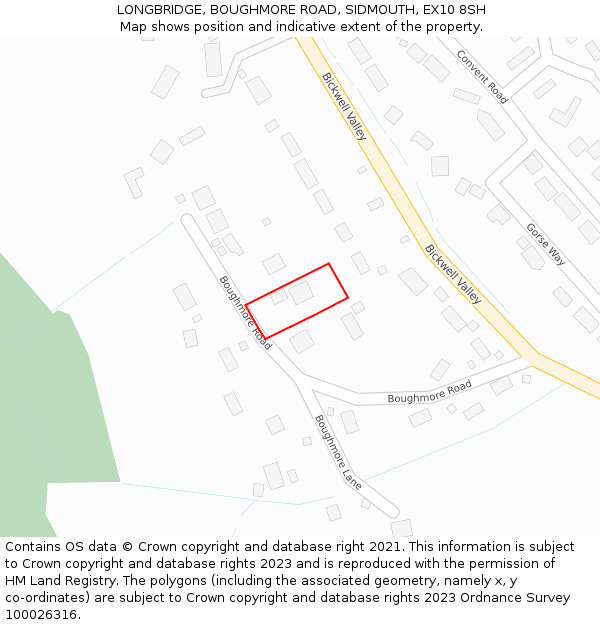 LONGBRIDGE, BOUGHMORE ROAD, SIDMOUTH, EX10 8SH: Location map and indicative extent of plot
