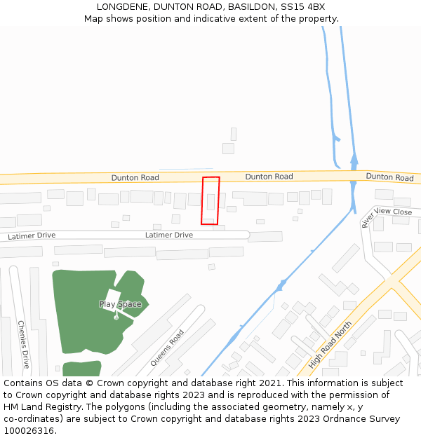 LONGDENE, DUNTON ROAD, BASILDON, SS15 4BX: Location map and indicative extent of plot