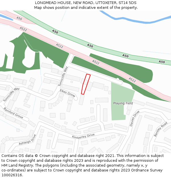 LONGMEAD HOUSE, NEW ROAD, UTTOXETER, ST14 5DS: Location map and indicative extent of plot