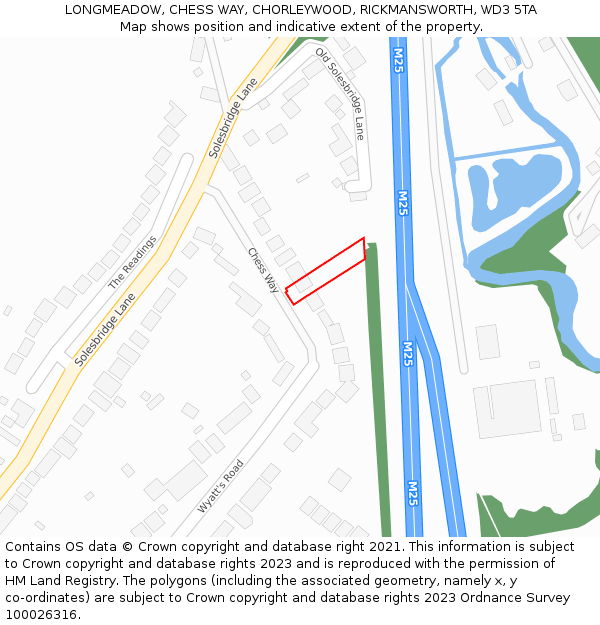 LONGMEADOW, CHESS WAY, CHORLEYWOOD, RICKMANSWORTH, WD3 5TA: Location map and indicative extent of plot