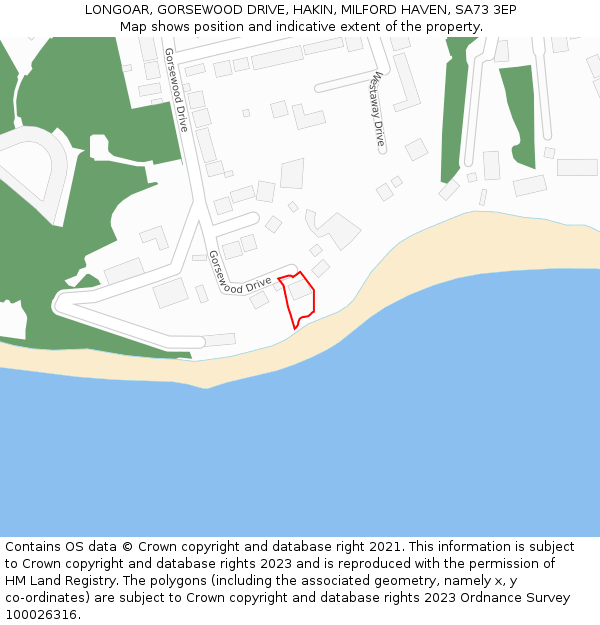 LONGOAR, GORSEWOOD DRIVE, HAKIN, MILFORD HAVEN, SA73 3EP: Location map and indicative extent of plot