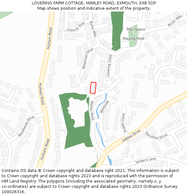 LOVERING FARM COTTAGE, MARLEY ROAD, EXMOUTH, EX8 5DP: Location map and indicative extent of plot