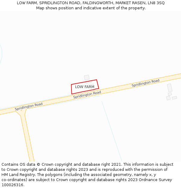 LOW FARM, SPRIDLINGTON ROAD, FALDINGWORTH, MARKET RASEN, LN8 3SQ: Location map and indicative extent of plot