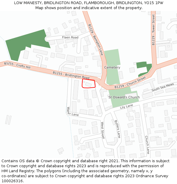 LOW MANESTY, BRIDLINGTON ROAD, FLAMBOROUGH, BRIDLINGTON, YO15 1PW: Location map and indicative extent of plot