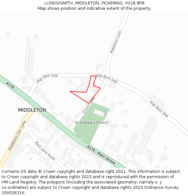 LUNDSGARTH, MIDDLETON, PICKERING, YO18 8PB: Location map and indicative extent of plot