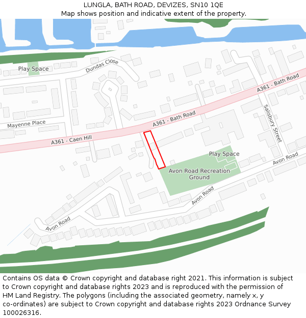 LUNGLA, BATH ROAD, DEVIZES, SN10 1QE: Location map and indicative extent of plot