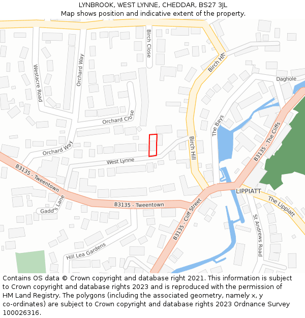 LYNBROOK, WEST LYNNE, CHEDDAR, BS27 3JL: Location map and indicative extent of plot