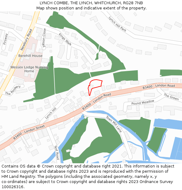 LYNCH COMBE, THE LYNCH, WHITCHURCH, RG28 7NB: Location map and indicative extent of plot