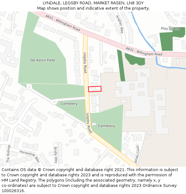 LYNDALE, LEGSBY ROAD, MARKET RASEN, LN8 3DY: Location map and indicative extent of plot