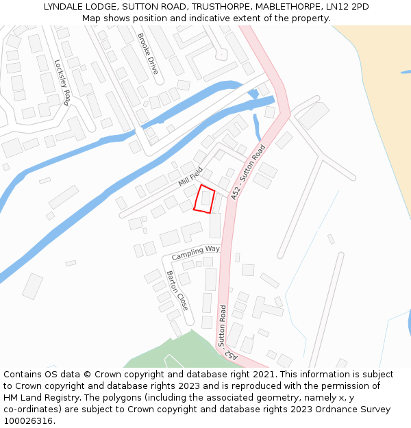 LYNDALE LODGE, SUTTON ROAD, TRUSTHORPE, MABLETHORPE, LN12 2PD: Location map and indicative extent of plot
