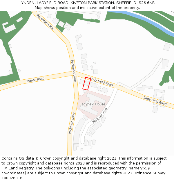 LYNDEN, LADYFIELD ROAD, KIVETON PARK STATION, SHEFFIELD, S26 6NR: Location map and indicative extent of plot