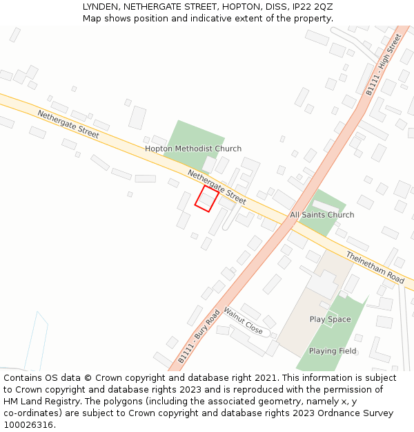 LYNDEN, NETHERGATE STREET, HOPTON, DISS, IP22 2QZ: Location map and indicative extent of plot