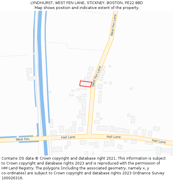 LYNDHURST, WEST FEN LANE, STICKNEY, BOSTON, PE22 8BD: Location map and indicative extent of plot