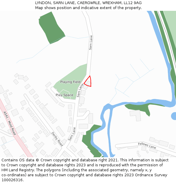 LYNDON, SARN LANE, CAERGWRLE, WREXHAM, LL12 9AG: Location map and indicative extent of plot