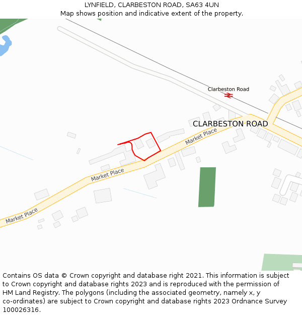 LYNFIELD, CLARBESTON ROAD, SA63 4UN: Location map and indicative extent of plot