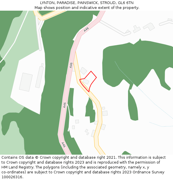 LYNTON, PARADISE, PAINSWICK, STROUD, GL6 6TN: Location map and indicative extent of plot