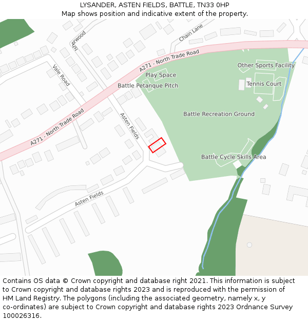 LYSANDER, ASTEN FIELDS, BATTLE, TN33 0HP: Location map and indicative extent of plot