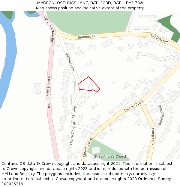 MADRON, OSTLINGS LANE, BATHFORD, BATH, BA1 7RW: Location map and indicative extent of plot