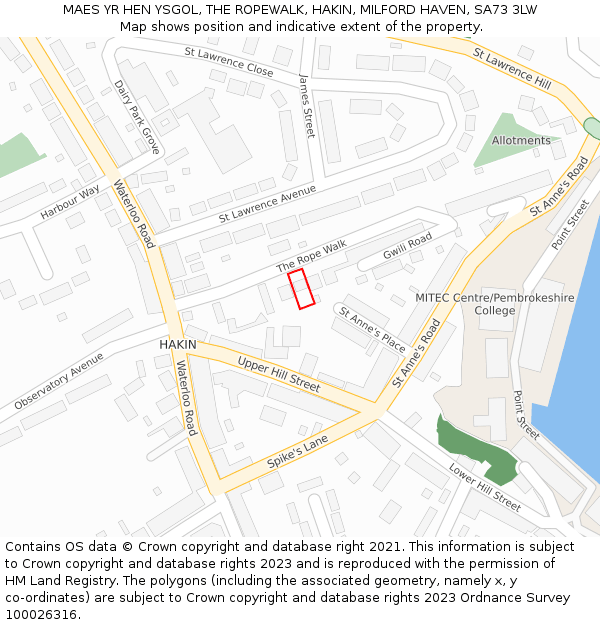 MAES YR HEN YSGOL, THE ROPEWALK, HAKIN, MILFORD HAVEN, SA73 3LW: Location map and indicative extent of plot