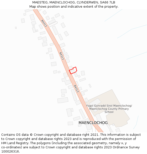 MAESTEG, MAENCLOCHOG, CLYNDERWEN, SA66 7LB: Location map and indicative extent of plot