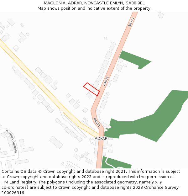 MAGLONIA, ADPAR, NEWCASTLE EMLYN, SA38 9EL: Location map and indicative extent of plot