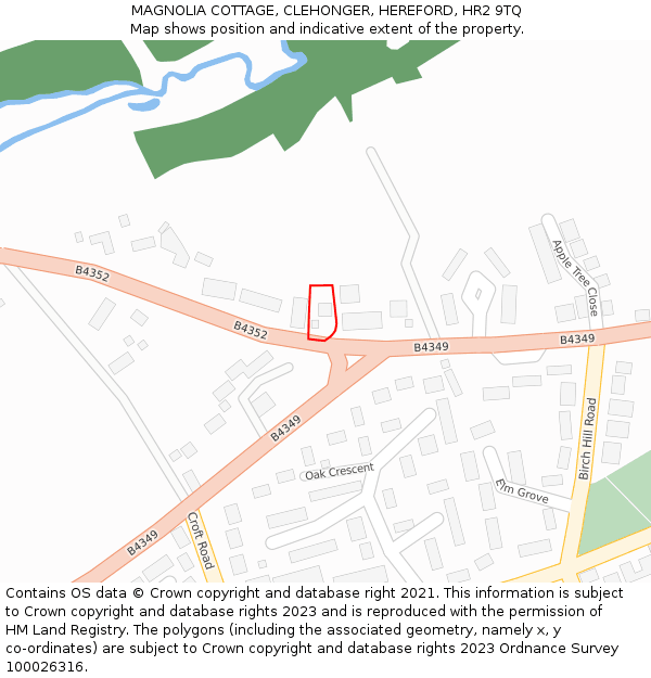 MAGNOLIA COTTAGE, CLEHONGER, HEREFORD, HR2 9TQ: Location map and indicative extent of plot