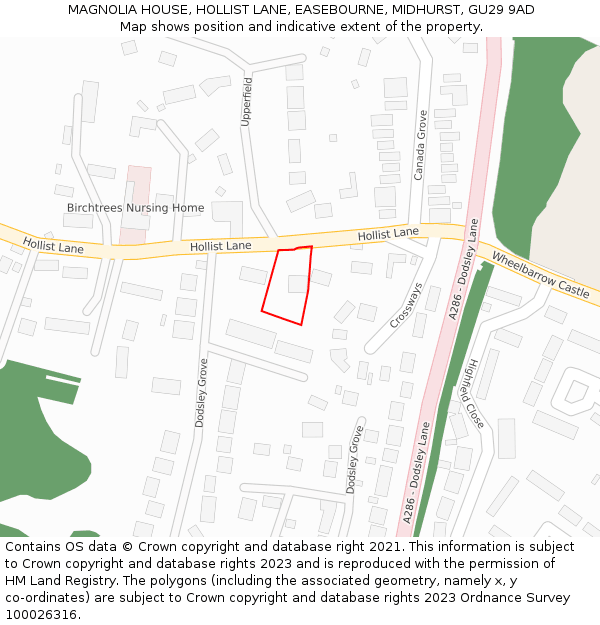 MAGNOLIA HOUSE, HOLLIST LANE, EASEBOURNE, MIDHURST, GU29 9AD: Location map and indicative extent of plot