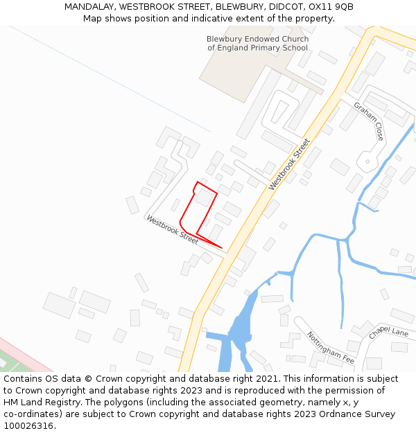 MANDALAY, WESTBROOK STREET, BLEWBURY, DIDCOT, OX11 9QB: Location map and indicative extent of plot