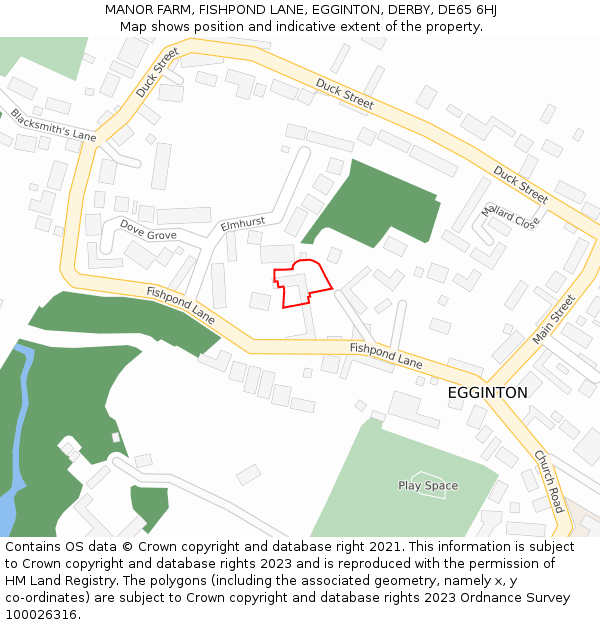 MANOR FARM, FISHPOND LANE, EGGINTON, DERBY, DE65 6HJ: Location map and indicative extent of plot