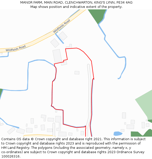 MANOR FARM, MAIN ROAD, CLENCHWARTON, KING'S LYNN, PE34 4AG: Location map and indicative extent of plot
